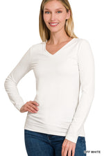 Butter Soft V-Neck Long Sleeve - Off White