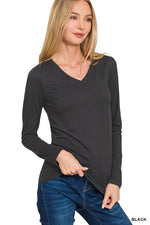Butter Soft V-Neck Long Sleeve - Black