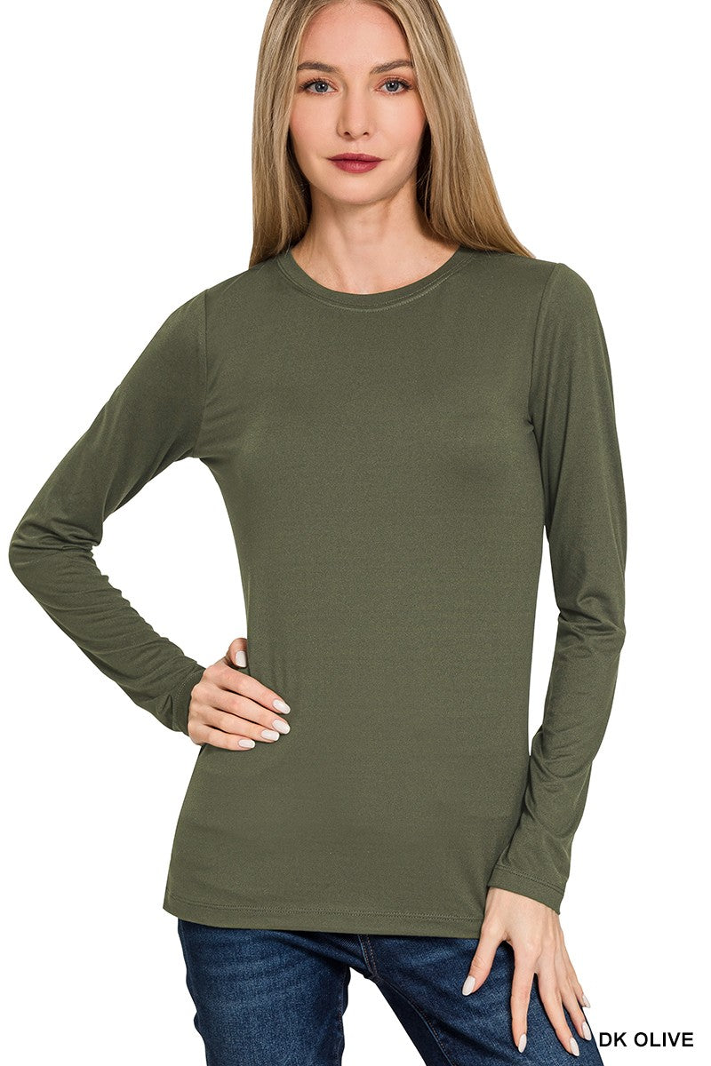 Butter Soft Round Neck Long Sleeve -  Dark Olive