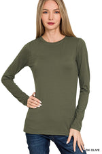 Butter Soft Round Neck Long Sleeve -  Dark Olive