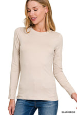 Butter Soft Round Neck Long Sleeve -  Sand Beige