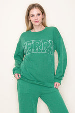 Ribbed Merry Long Sleeve - Green