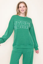 Ribbed Merry Long Sleeve - Green