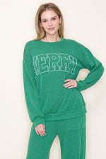 Ribbed Merry Long Sleeve - Green