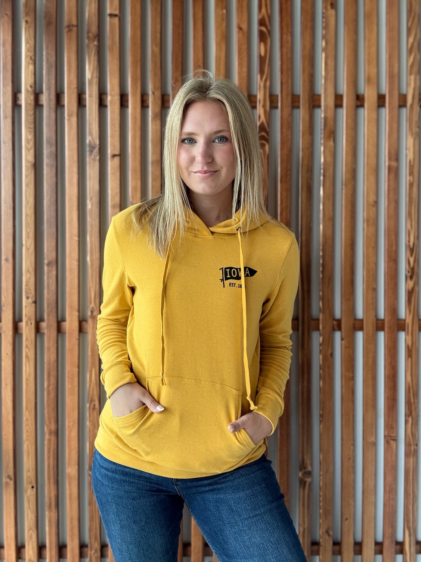 IA Flag Hoodie: Mustard