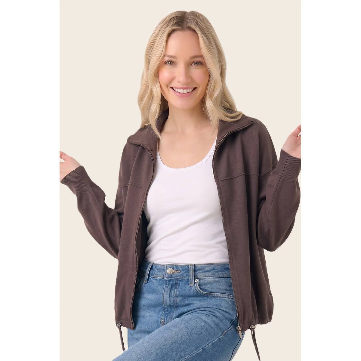 Mock Neck Sweater Jacket