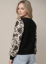 Quilted top with Floral Sleeves