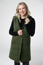 Harlow Long Vest - Dark Olive