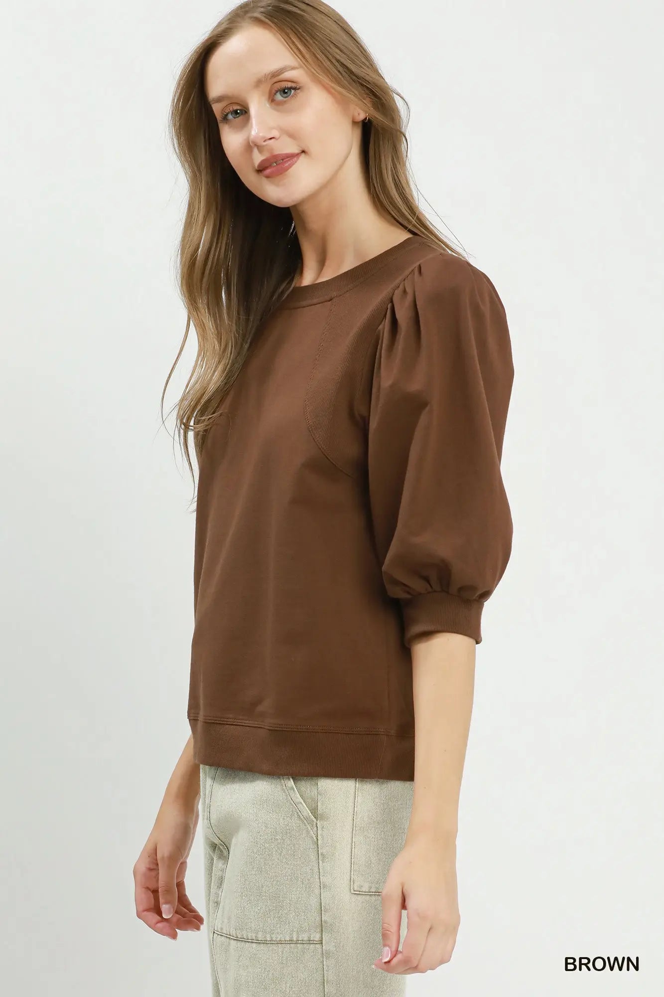 Casual Comfort Top: Brown