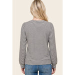 Micro Brushed Puff Sleeve Top: Grey