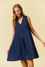 Dark Denim V-Neck Sleeveless Dress