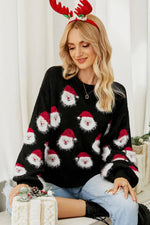 Furry Christmas Santa Sweater: Black