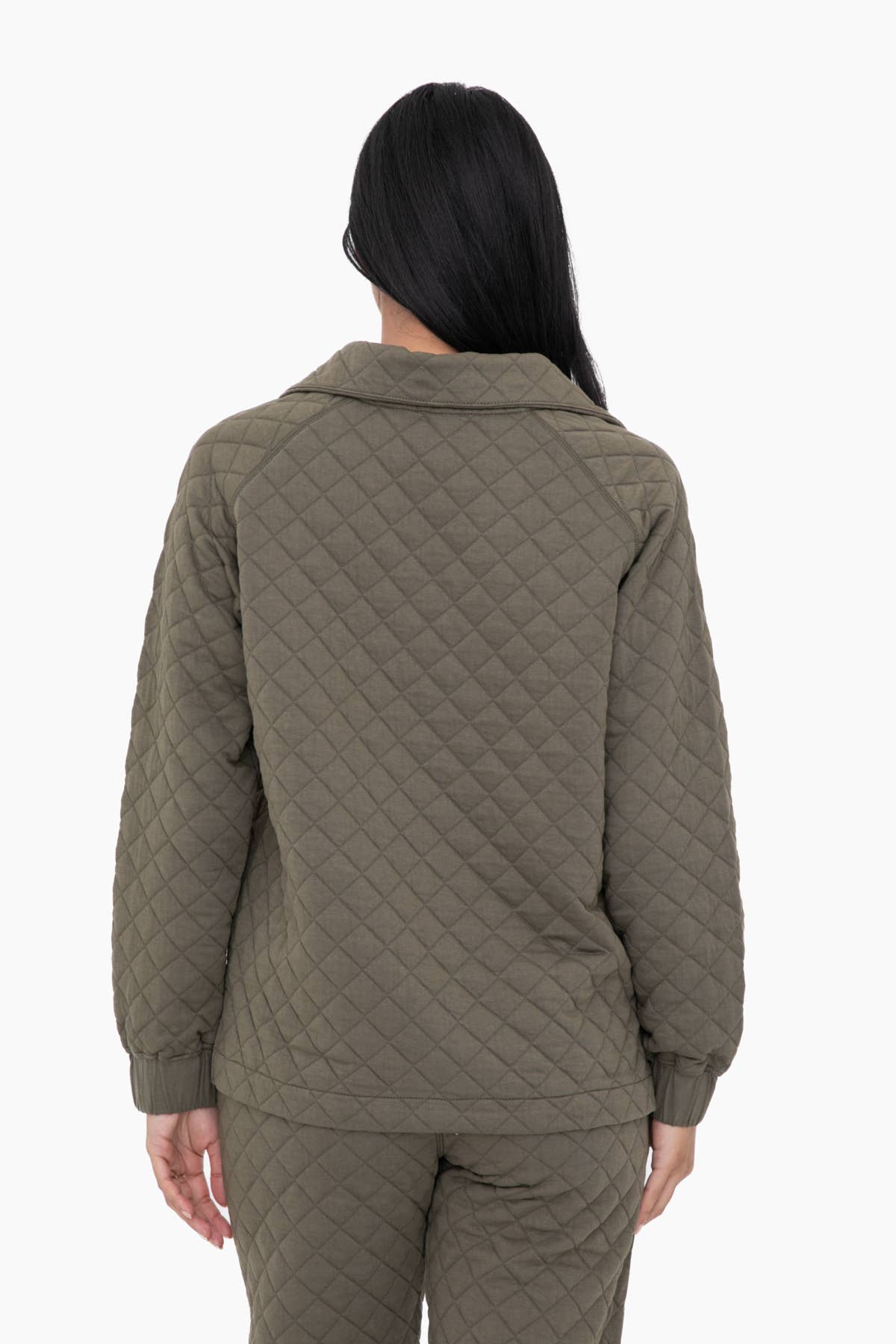 Cozy Quilted Jersey Pullover: IVY GREEN