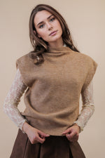 Soft Knit Sweater Vest Top - Mocha