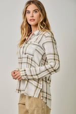Washed Plaid Button Down Shirt: Vintage White