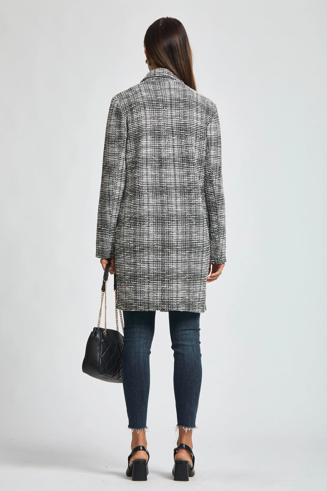 Black Ivory Open Front Midi Blazer