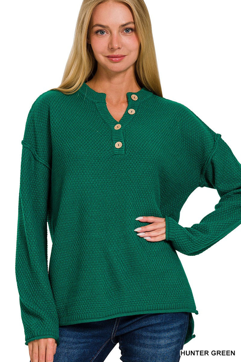 4 Button Henley Neckline Sweater