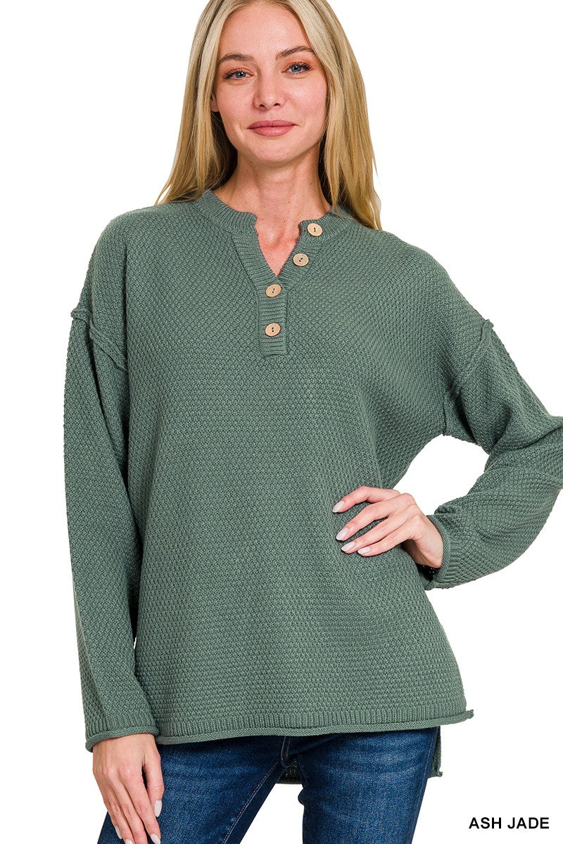 4 Button Henley Neckline Sweater