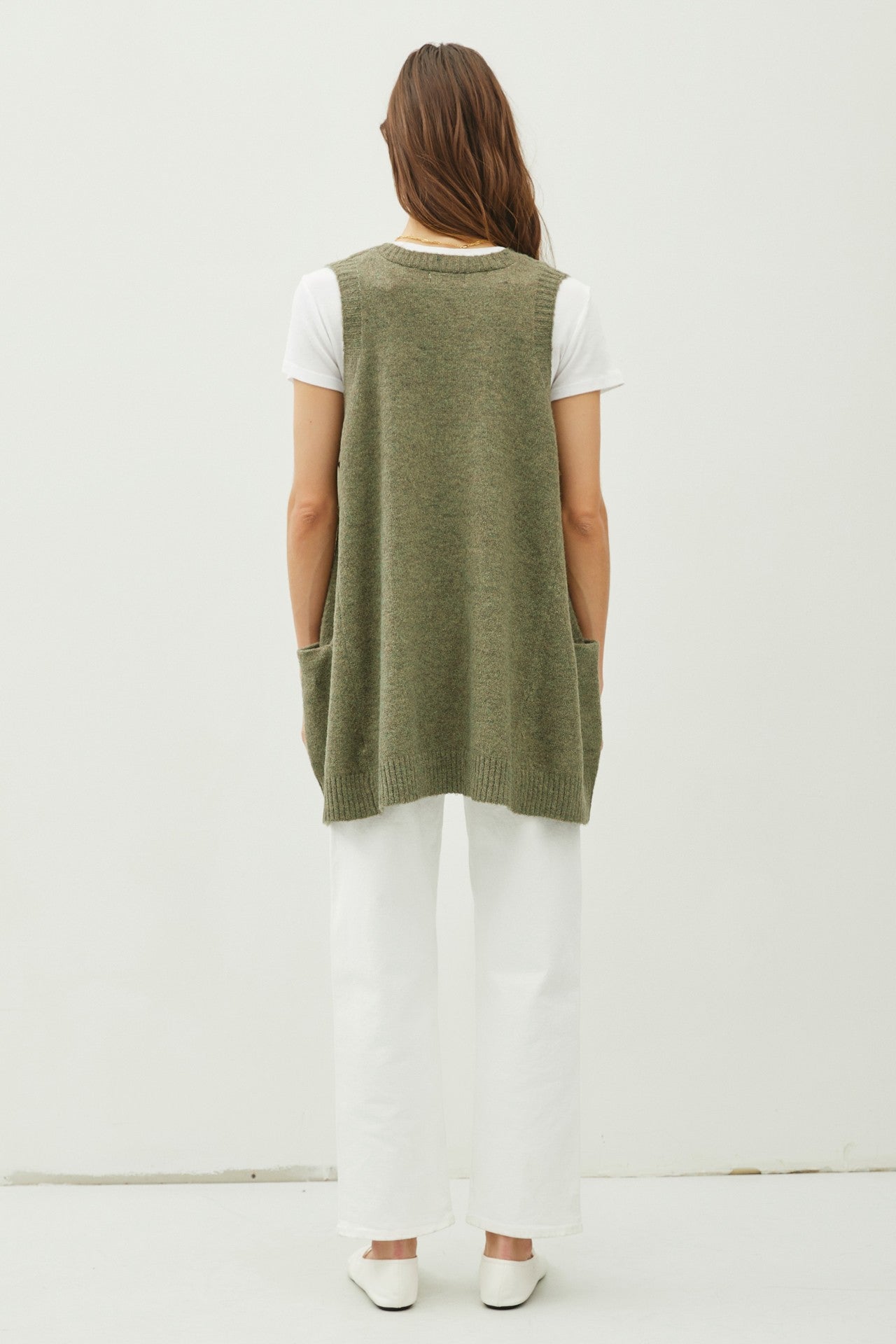 Oversized V-Neck Long Soft Sweater Vest