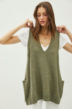 Oversized V-Neck Long Soft Sweater Vest