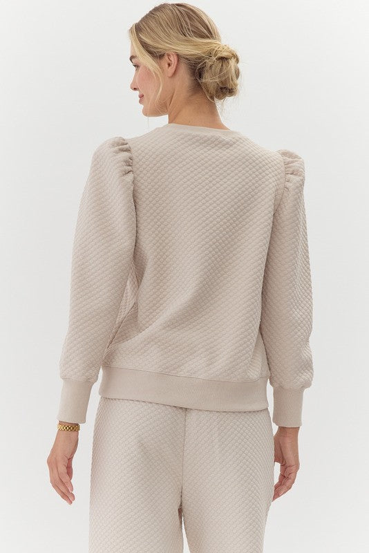 Beige Bubble Texture Sweatshirt