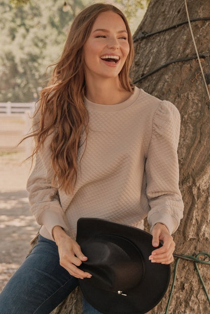 Beige Bubble Texture Long Sleeve