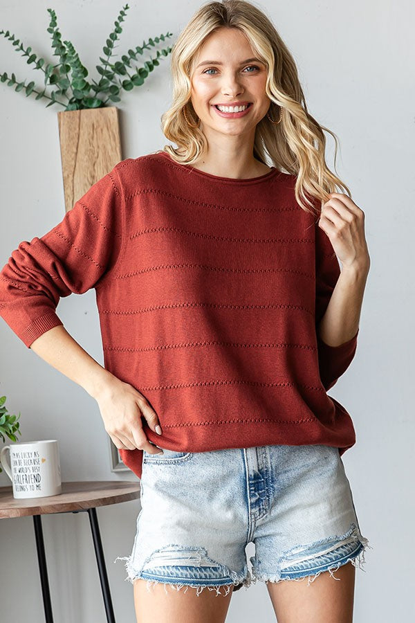 Brick Textured Knit Sweater