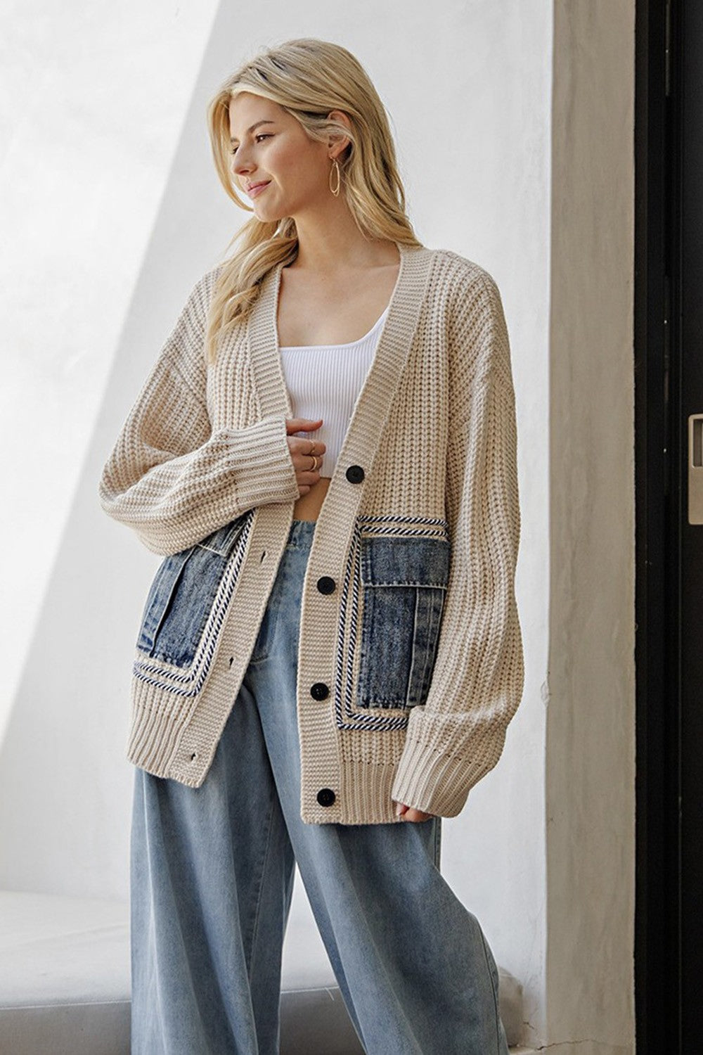 Denim Pocket Cardigan