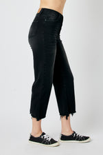 Destroy Raw Hem Crop Wide - Black