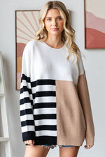 Color Block & Stripe Knit Sweater