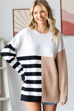 Color Block & Stripe Knit Sweater