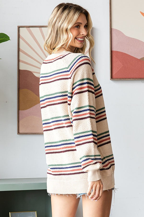 Striped Long Sleeve Knitted Sweater