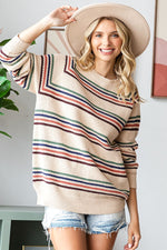 Striped Long Sleeve Knitted Sweater