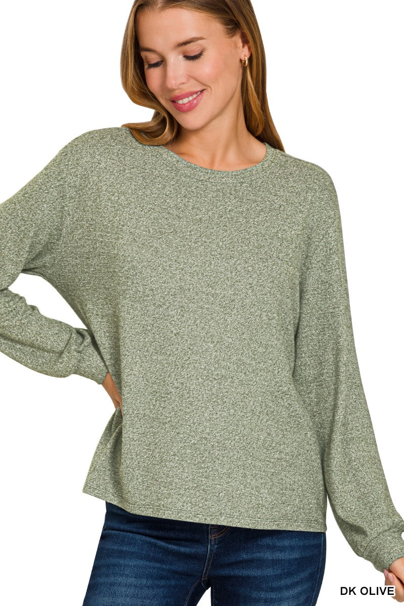 Soft Melange Long Sleeve - Dark Olive