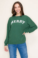 Merry Cloudy Knit Pullover - Green