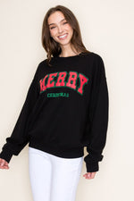 Merry Christmas Graphic Sweatshirt - Black