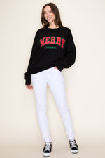 Merry Christmas Graphic Sweatshirt - Black
