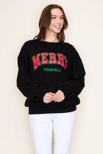 Merry Christmas Graphic Sweatshirt - Black