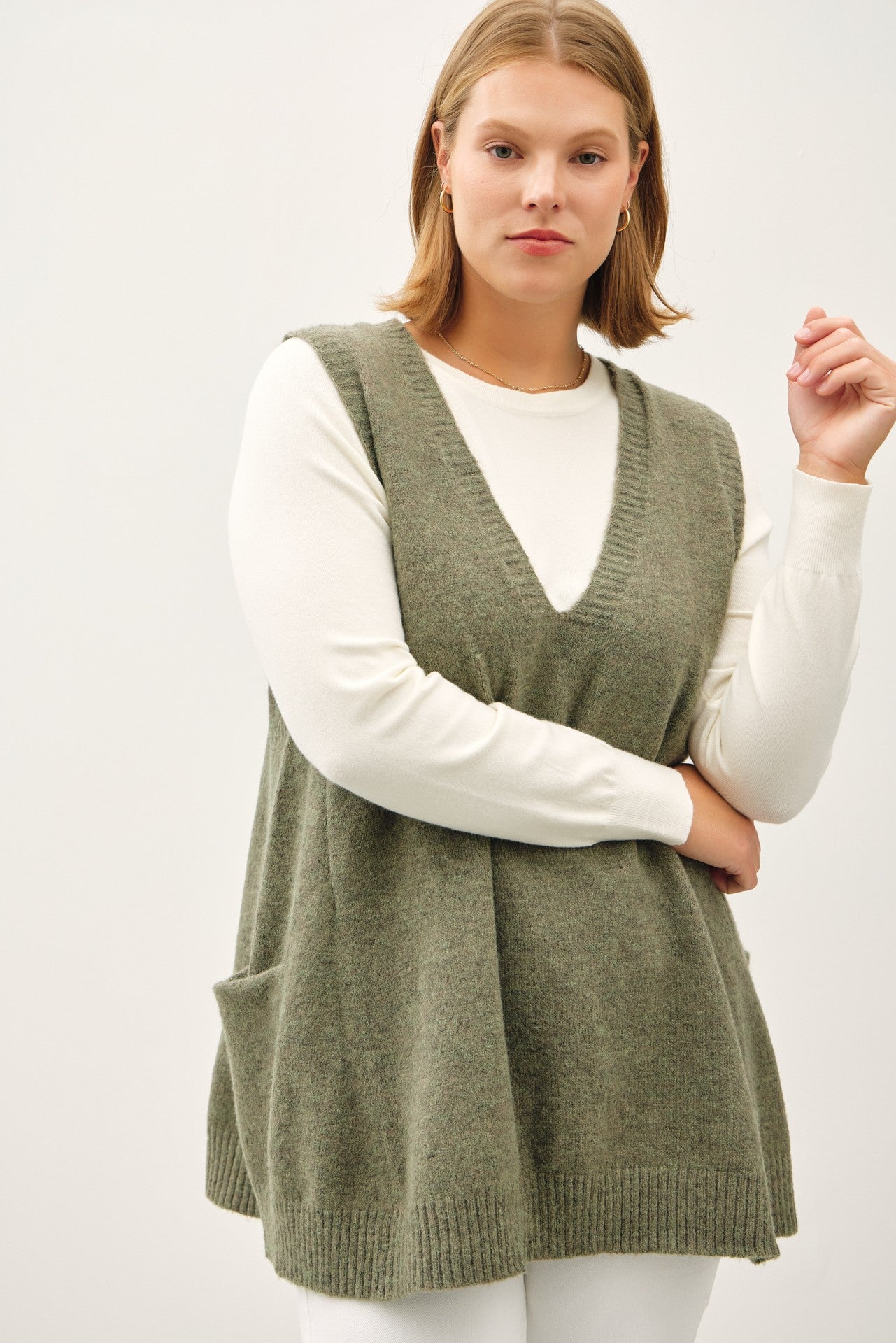 Oversized V-Neck Long Soft Sweater Vest