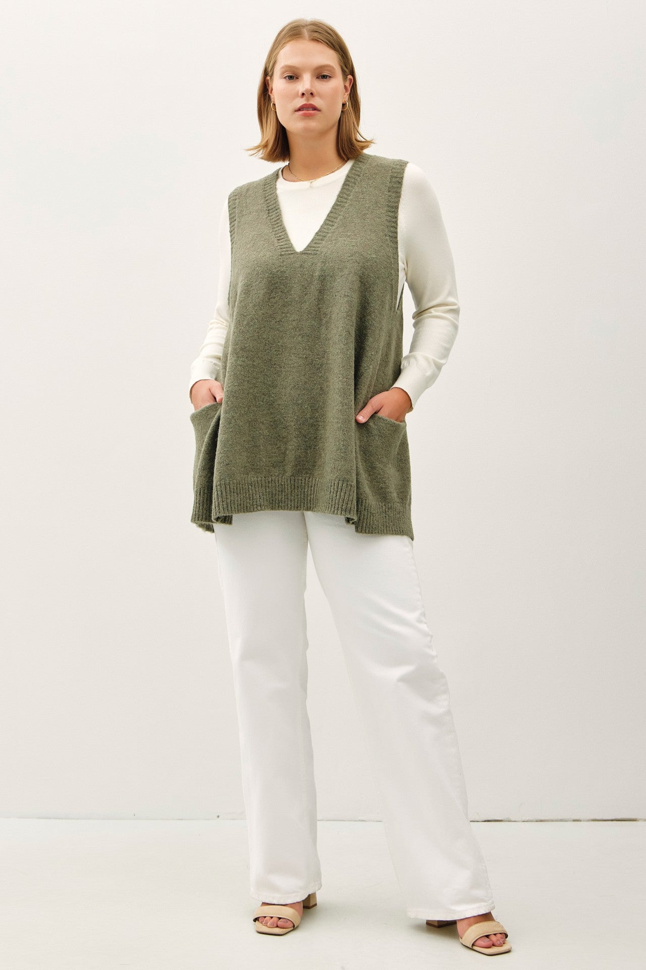 Oversized V-Neck Long Soft Sweater Vest