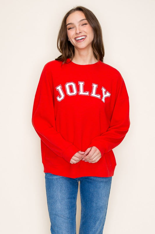 Jolly Cloudy Knit Pullover - Red