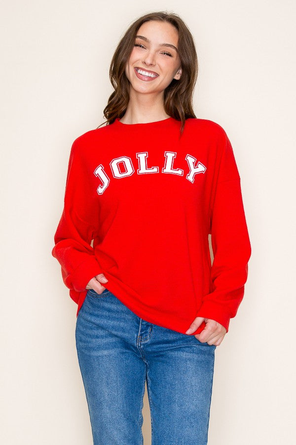Jolly Cloudy Knit Pullover - Red