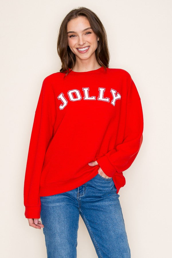 Jolly Cloudy Knit Pullover - Red