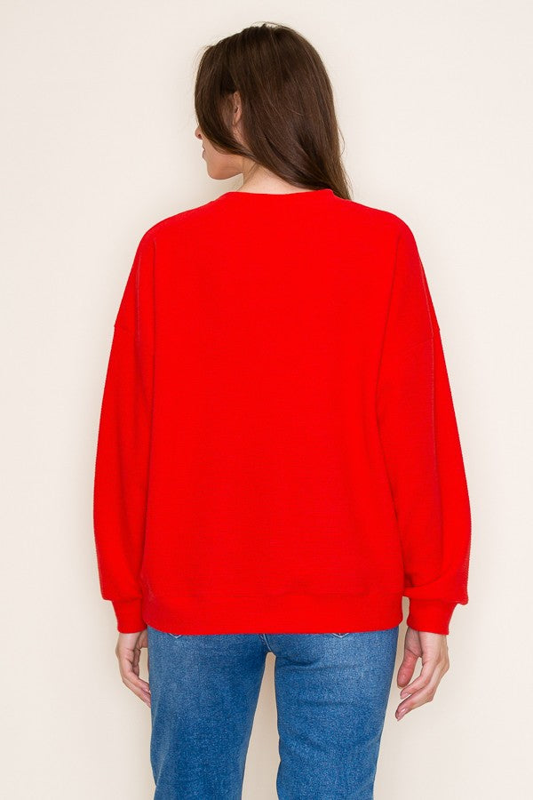 Jolly Cloudy Knit Pullover - Red