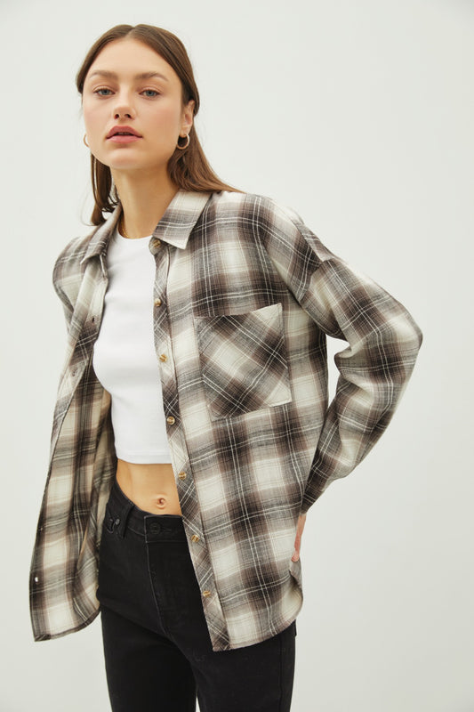 Charcoal Ultra Soft Plaid Flannel Shirt