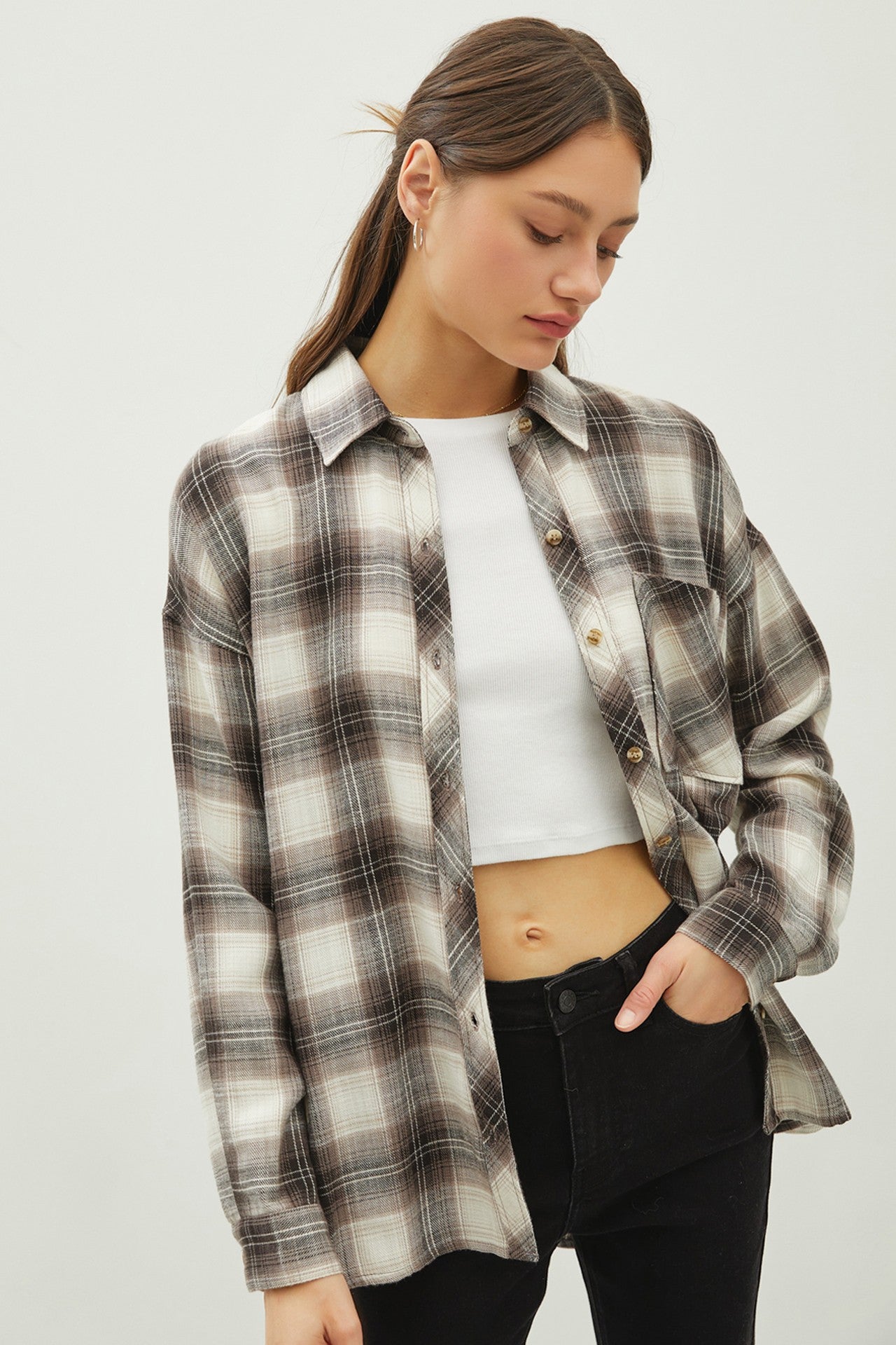 Charcoal Ultra Soft Plaid Flannel Shirt