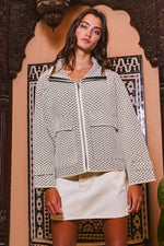 Zip-Up Patterned Soft Pluffy Jacket