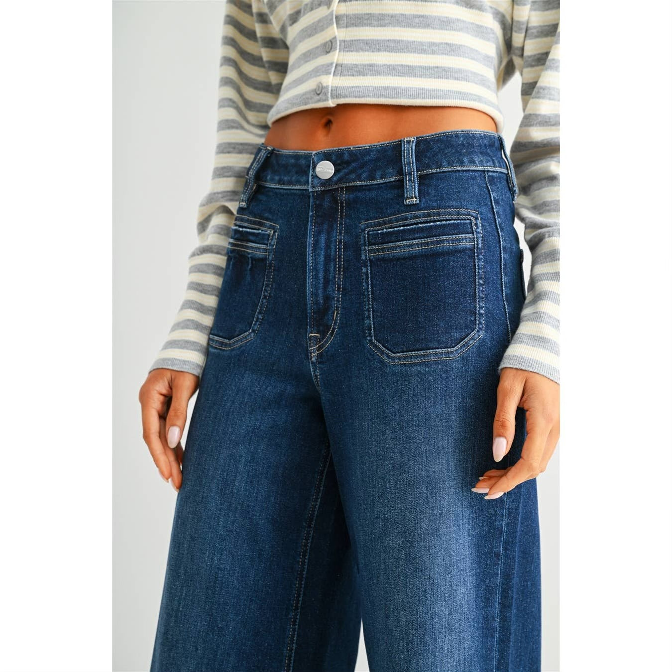 Jackie -HR Ankle Wide Leg w/ Patch Pocket