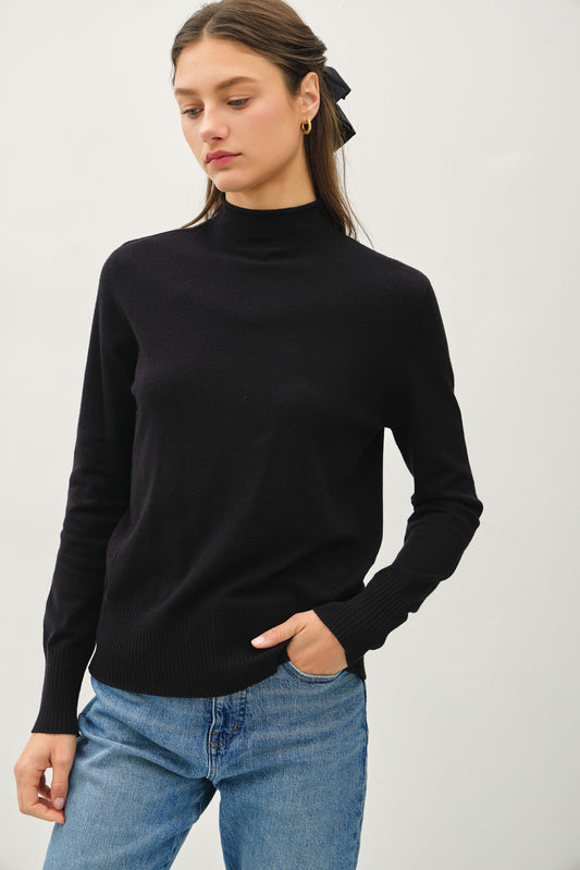 Black Mock Neck Sweater