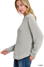 Chenille Waffle Round Neck Sweater